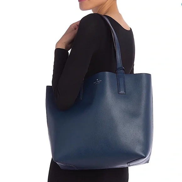 Kate Spade New York reversible leather bag tote Blue and Pink w matching pouch